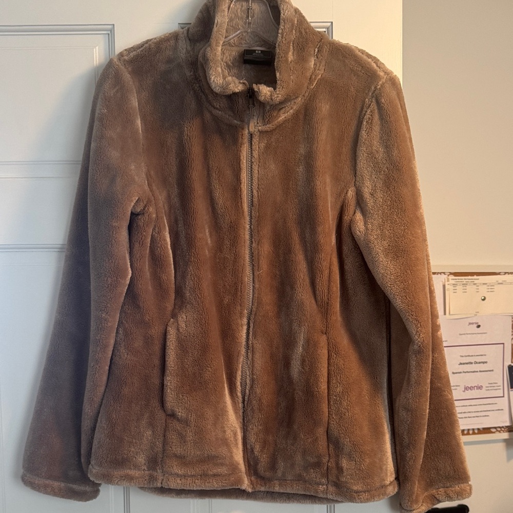 Women's Tan Fleece Jacket Size Small